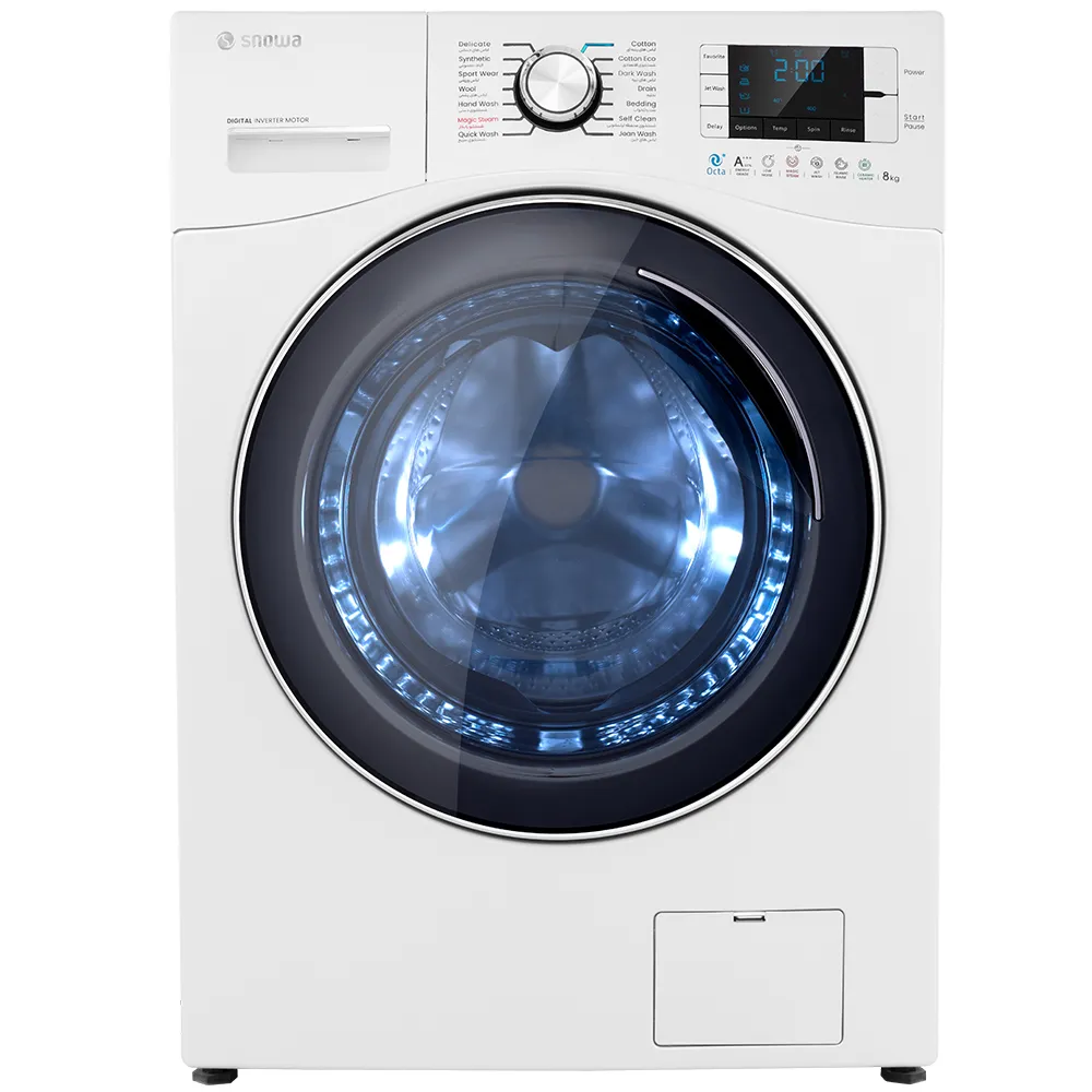 D80W_11zon.webp ماشین لباسشویی اسنوا مدل SWM-D80W سفید اتوماتیک 8کیلوگرم - Image 1