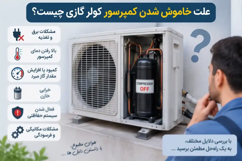 علت خاموش شدن کمپرسور کولر گازی چیست؟